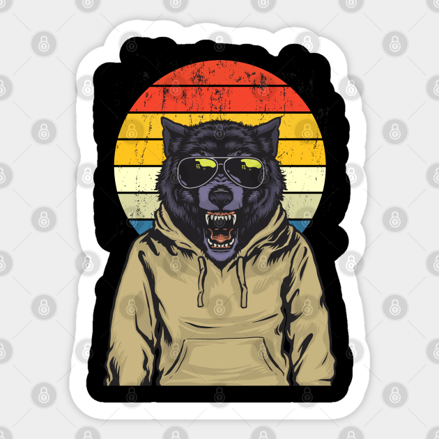 vintage retro wolf Wolf Lover Sticker TeePublic